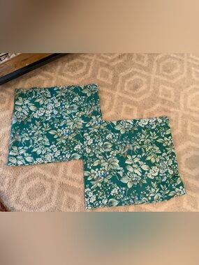 VTG Laura Ashley Bramble Berry Window Valance Lined Green Floral 18x84 Set of‎ 2